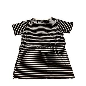 Smallshow Women's Short Sleeve Nursing T-Shirt, Black And White Stripes Sz Med